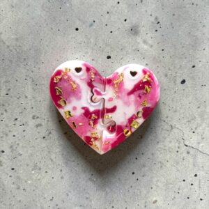 Gazdi & Kutyus páros biléta – rózsaszín boci mintás puzzle szív